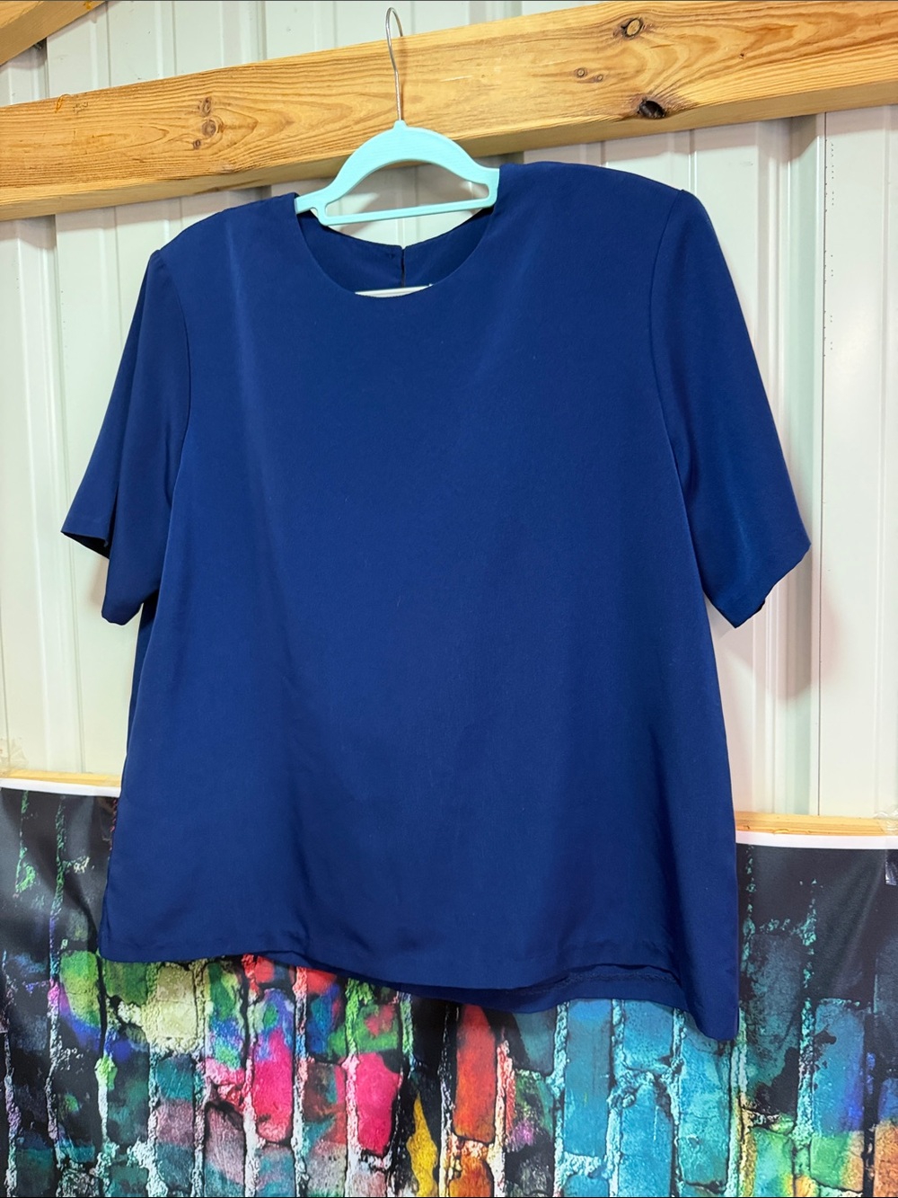 Navy Short Sleeve Round Neck Top